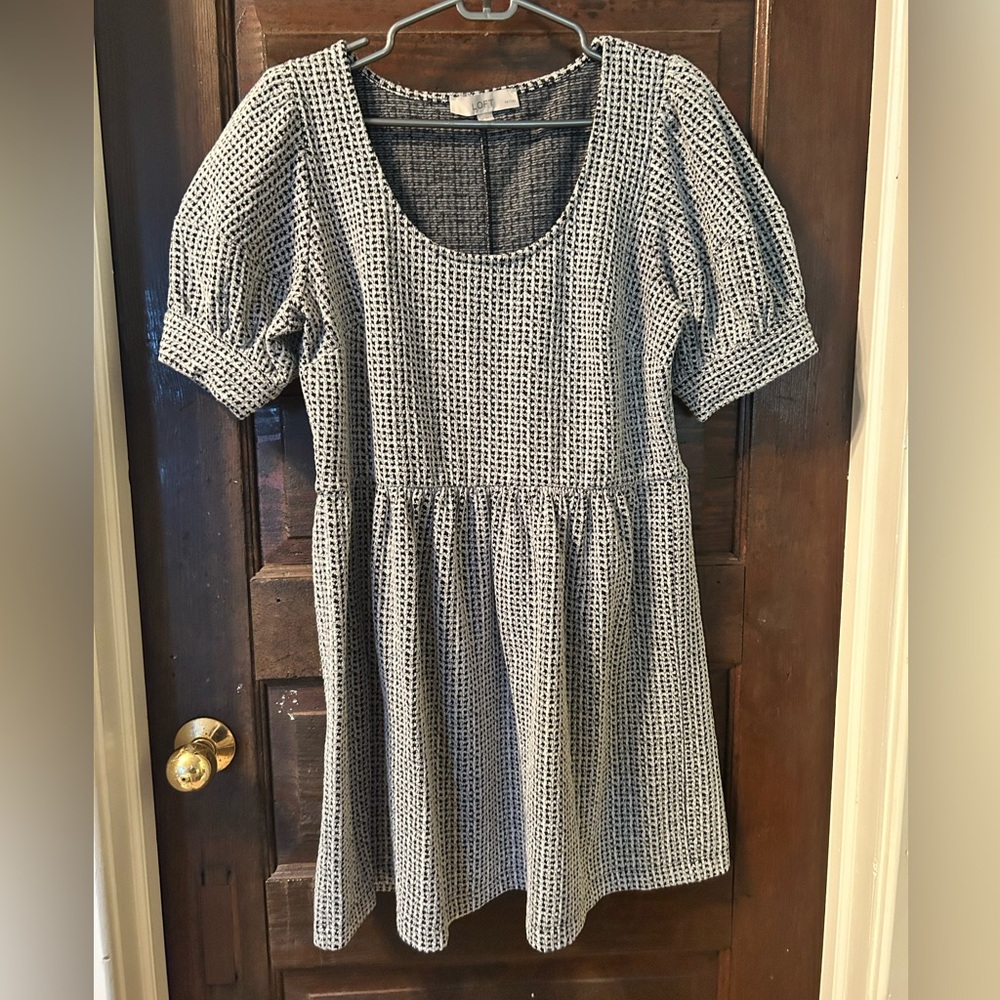 LOFT Black and White Textured Dress